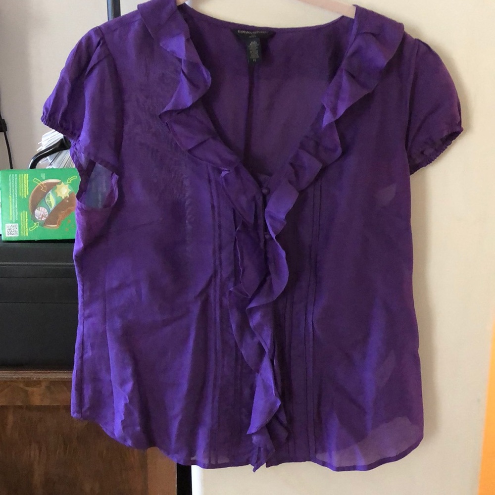 Banana Republic Silk Purple blouse with ruffle